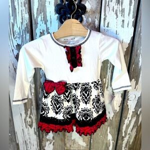 Ann Loren Dress 2/3T Red & Black Medallion Dress only NWT